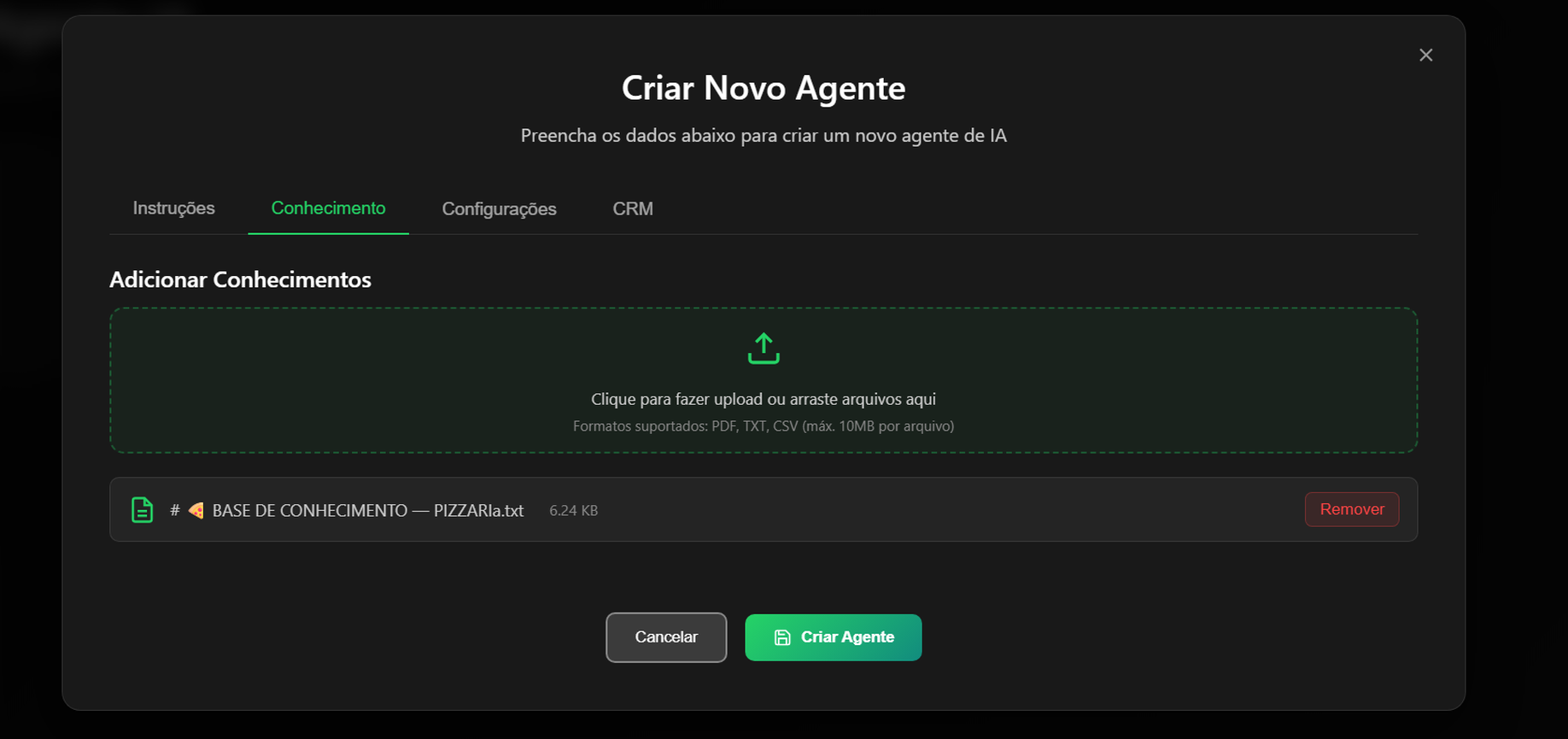 Arquivo anexado no conhecimento